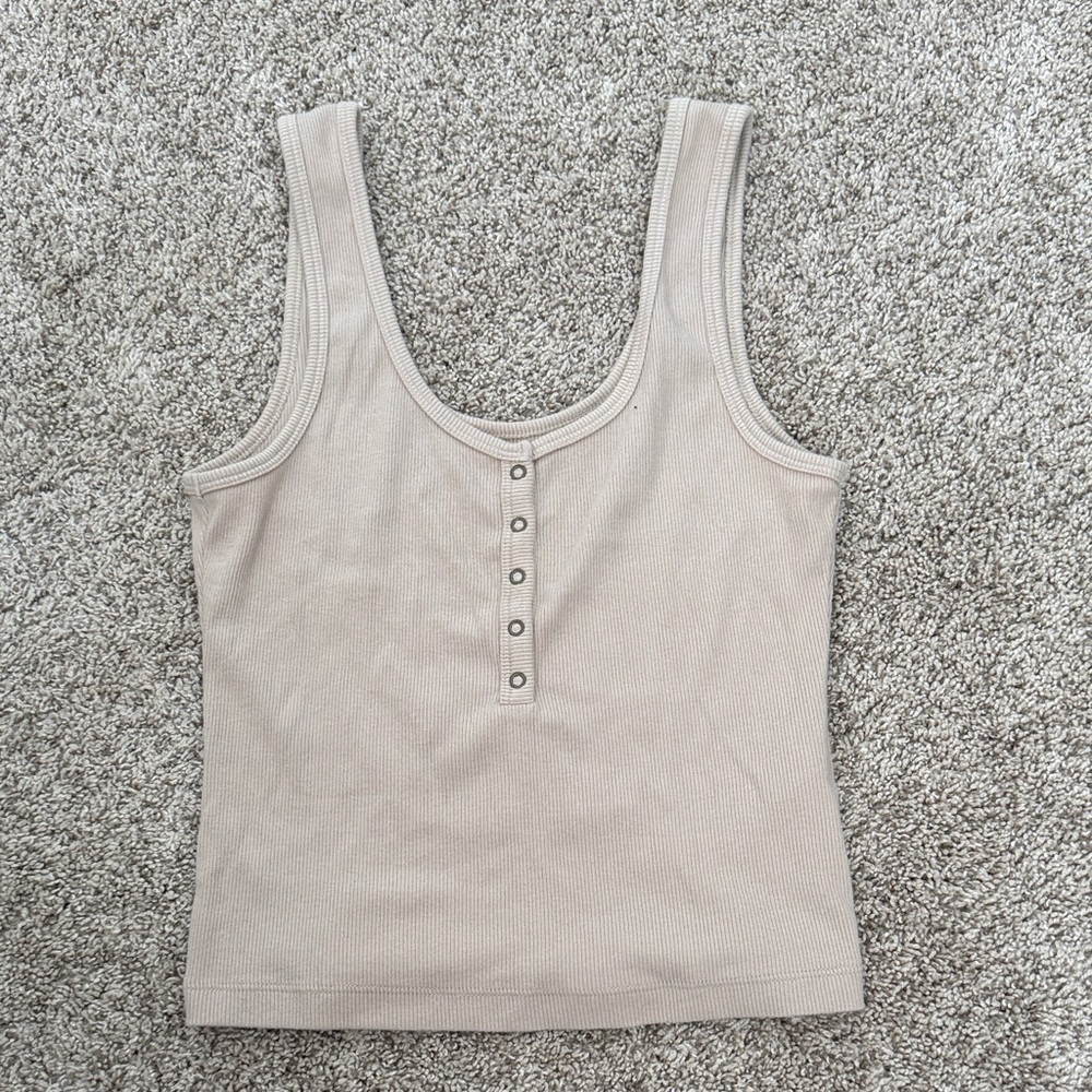 Abercrombie & Fitch Light Beige Cropped Tank Top